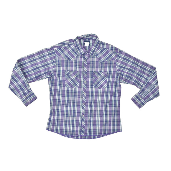 Wrangler Men's Western Snap Button Shirt Purple Plaid Regular Size XXL - Picture 1 of 8